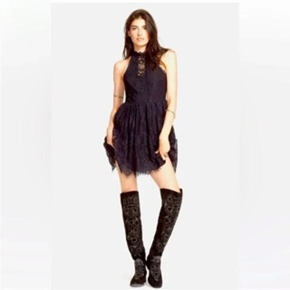 Free People Womens Mini Dress 2 Lace Witchy Fairygoth Whimsigoth Party Cocktail - Picture 1 of 16